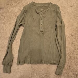 Aerie Olive Ribbed Knit Top